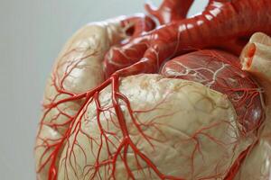 Close up of a human heart model photo