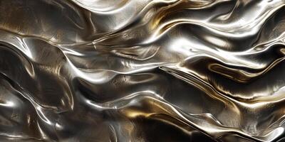 Luxurious golden fabric waves texture photo