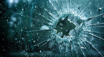 Close up of Shattered Glass with Cracks and Texture photo
