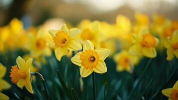 Vibrant Daffodils Blooming in Springtime photo