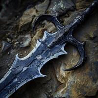 Fantasy Sword on Rocky Surface photo