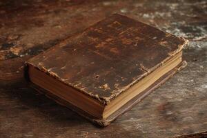 Vintage book on a wooden table photo