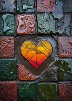 Colorful mosaic heart on a rainy day photo