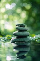 Zen Stones in Serene Nature Setting photo