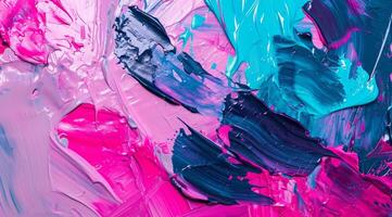 Vibrant abstract acrylic paint strokes on canvas photo