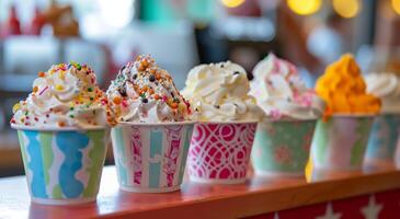 Assorted Ice Cream Cups on Display photo