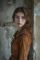 Portrait of a Young Woman with Intense Gaze photo