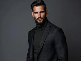 Confident businessman in a stylish turtleneck and blazer photo