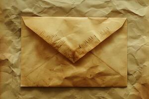 Vintage envelope on aged paper background photo