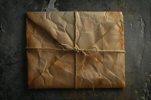 Vintage wrapped package on a textured background photo