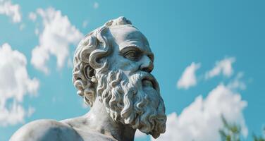 Ancient Philosopher Statue Against Blue Sky photo
