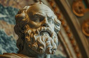 Ancient Philosopher Statue with Intricate Details photo