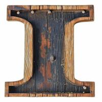 Vintage Wooden Letter T Isolated on White Background photo