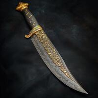 Ornate Antique Dagger on Dark Background photo