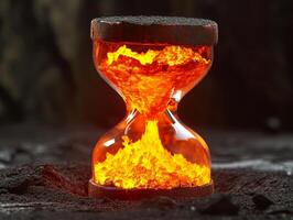 Hourglass with Flowing Lava Conceptualizing Time and Pressure photo