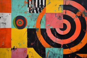 Colorful abstract graffiti art on wall photo