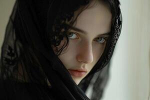 Mysterious woman with captivating eyes photo