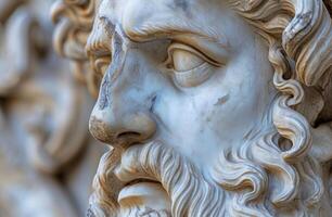 Close up of an Ancient Marble Sculpture photo