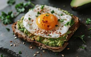 Healthy Avocado Toast with Fried Egg photo