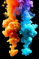Colorful ink plumes in water creating an abstract art photo