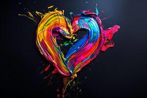 Colorful Paint Splatter Forming a Heart Shape photo