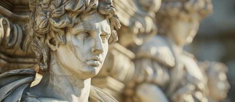 Classic marble statue depicting an angelic figure in soft light photo
