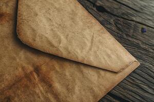 Vintage paper on a wooden background photo