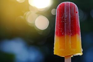 Colorful popsicle against a bokeh background photo