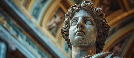 Close up of a classical statue with intricate details photo