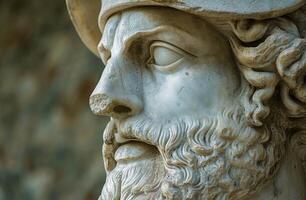 Close up of an Ancient Greek Sculptures Face photo