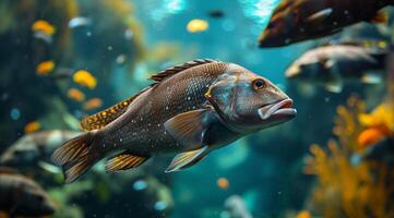 Tropical Fish Swimming in Vibrant Coral Reef photo