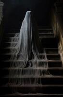 Mysterious ghostly figure on a staircase photo