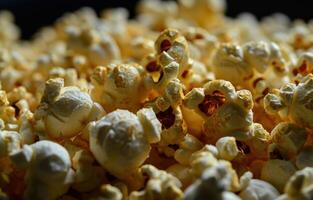 Close up of Popped Popcorn Kernels photo