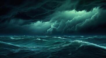 Dramatic Storm Clouds Gathering Over Turbulent Ocean Waves photo