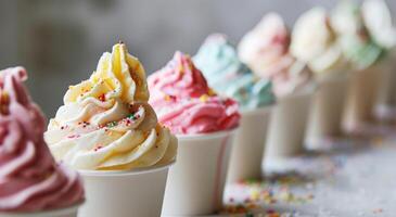 Variety of Soft Serve Ice Cream in Cups photo