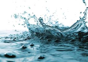 Clear water splash isolated on white background photo