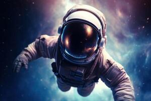 Astronaut floating in space with cosmic background photo