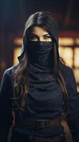 Mysterious woman with a covered face photo