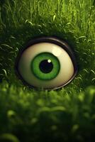 a green eyeball in grass photo