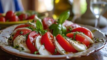 a plate of food on a table photo