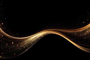 a gold and black wave with lights and sparkles photo