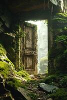 a door in a stone building photo