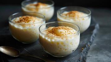 a group of small glass cups with food in them photo