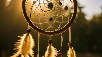 a close up of a dream catcher photo