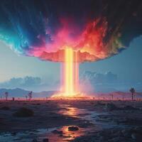 a rainbow explosion in a desert photo