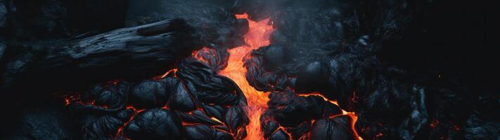 lava flowing into a volcano photo