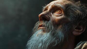 a close up of a mans face photo