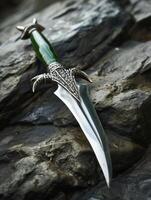 a knife on a rock photo