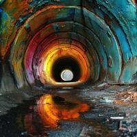 a colorful tunnel with a light in it photo