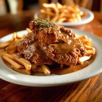 a plate of food with sauce on it photo